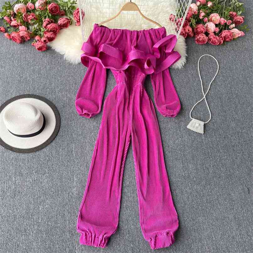 INS Fashion Chic Design Sexy Off shoulder Strapless Lantern sleeves Slim Pleated Jumpsuit Women Ruffles Ruched Patchwork Romper 210602, Fuchsia
INS Fashion Chic Design Sexy Off shoulder Strapless Lantern sleeves Slim Pleated Jumpsuit Women Ruffles Ruched Patchwork Romper 210602, Fuchsia