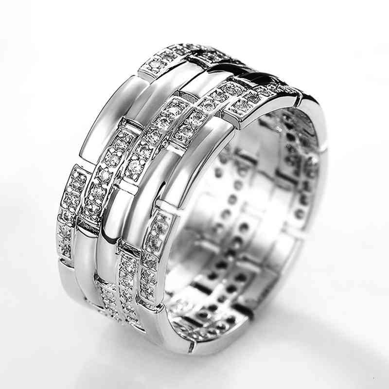 Vagzeb Fashion 925 Sterling Silver Couple Rings Inlaid Shiny Cz Stones Marriage Ring High Quality Male Female Jewelry Drop Ship