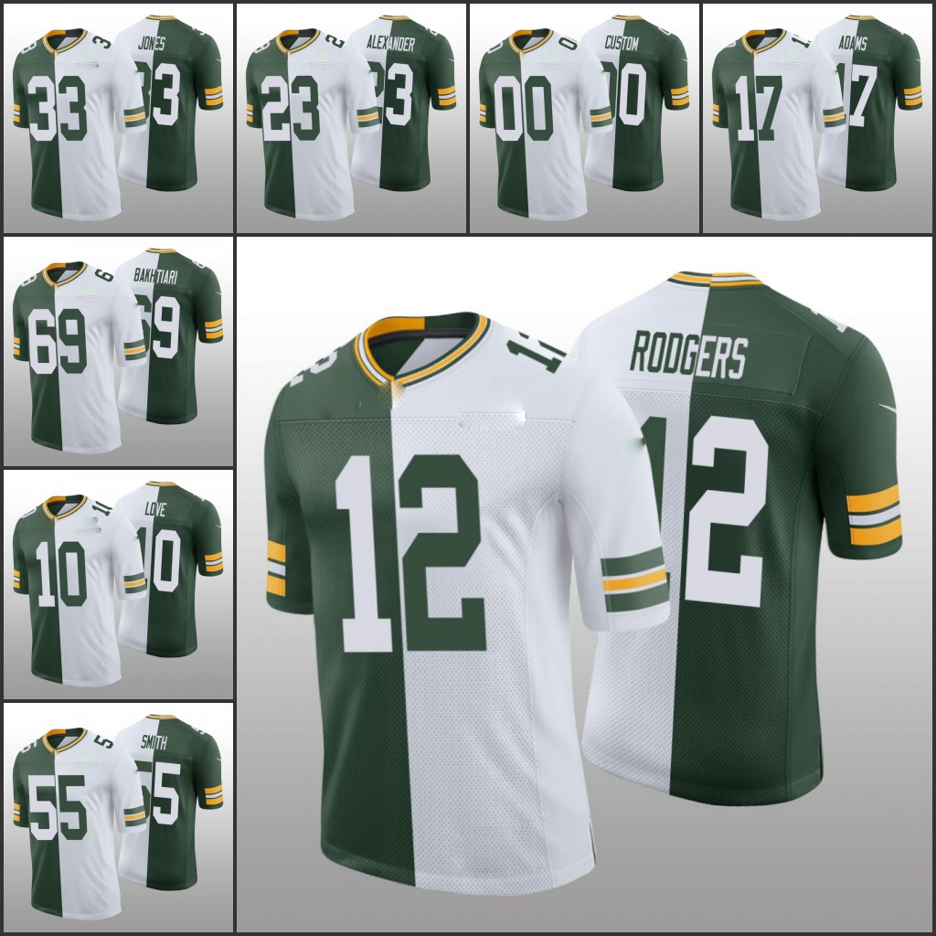 Green BayPackersMen Women Youth #12 Aaron Rodgers 17 Davante Adams 33 Aaron Jones 10 Love Custom Green White Split Jersey, Black
Green BayPackersMen Women Youth #12 Aaron Rodgers 17 Davante Adams 33 Aaron Jones 10 Love Custom Green White Split Jersey, Black