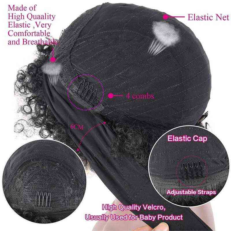 Hairpiece Afro Headband Wig Short Kinky Curly s for Black Women Natural Glueless with Headbands Free Attached Daily Use 0121