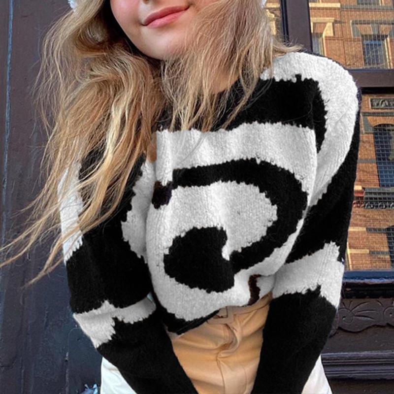 Women's Sweaters 90s Y2k Esthetics Spiral Printed Sweater Autumn Women Casual Long Sleeve O-neck Knitted Pullover Fashion Loose Knitwear, White;black
Women's Sweaters 90s Y2k Esthetics Spiral Printed Sweater Autumn Women Casual Long Sleeve O-neck Knitted Pullover Fashion Loose Knitwear, White;black