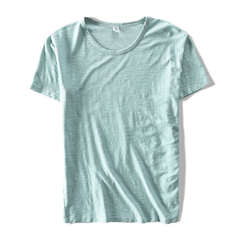 O-Neck Short Sleeve T-Shirts Men Thin Casual Solid Color Tops & Tees 100%Pure Cotton Men's Clothing 210601