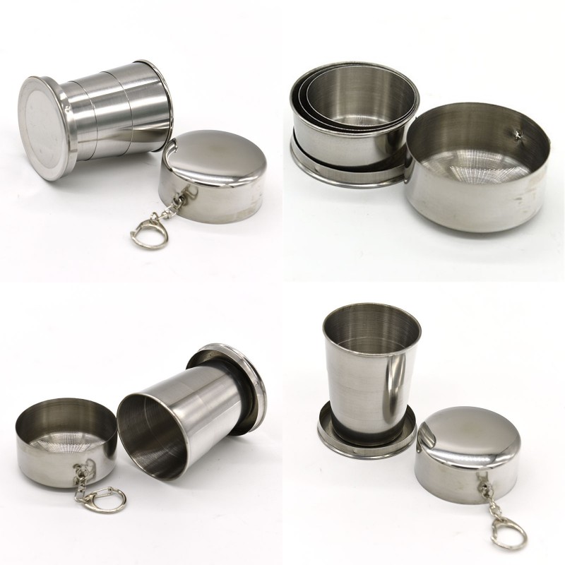 140ml/240ml Stainless Steel Portable Outdoor Travel Camping Folding Collapsible Cup Metal Telescopic Keychain DHL 464 R2
140ml/240ml Stainless Steel Portable Outdoor Travel Camping Folding Collapsible Cup Metal Telescopic Keychain DHL 464 R2