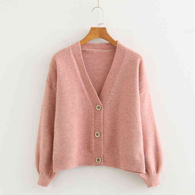 Autumn Cardigan Single Breasted Green Pink Yellow Short Women Long Sleeve Loose Caridgan Female Knitted Jacket Women 211117
