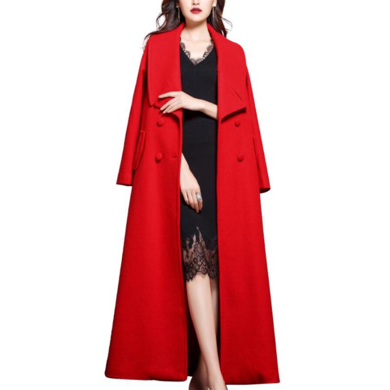 Women' Wool & Blends Fashion Extra Long Woolen Coat Women Autumn Winter Loose Lapel X-Long Trench Black Overcoat, Red
Women' Wool & Blends Fashion Extra Long Woolen Coat Women Autumn Winter Loose Lapel X-Long Trench Black Overcoat, Red