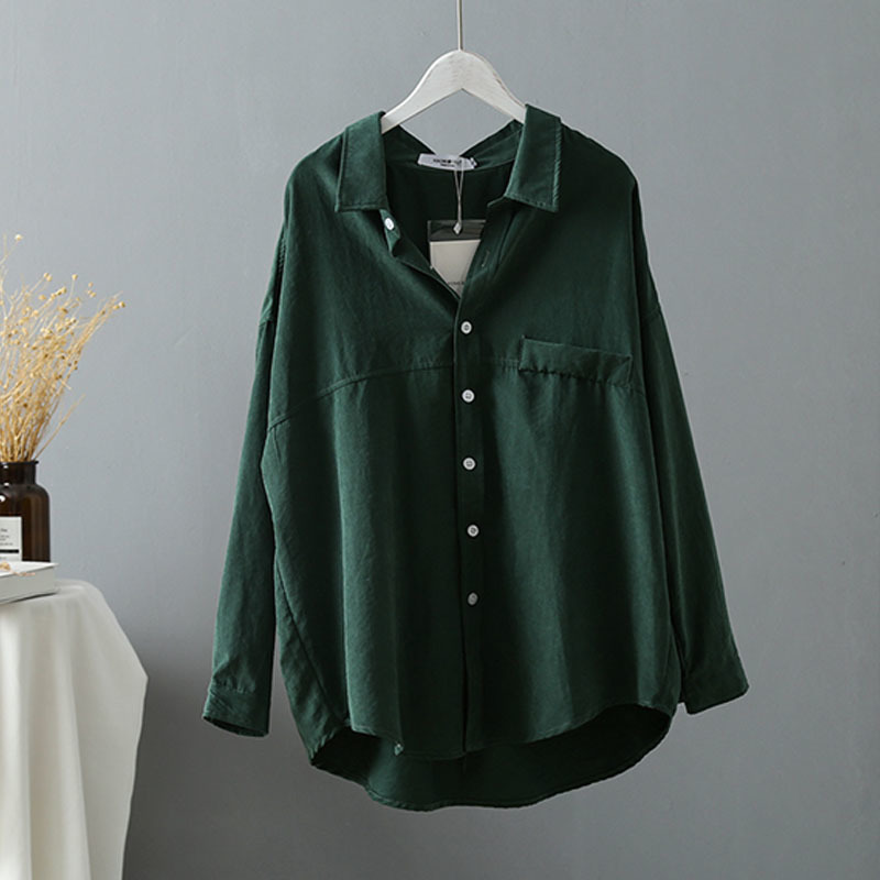 Blusas Camisas Mujer Long Sleeve Plus Size tops Solid Women Blouse Shirt Casual Loose Vintage Tops 6800 50 210427