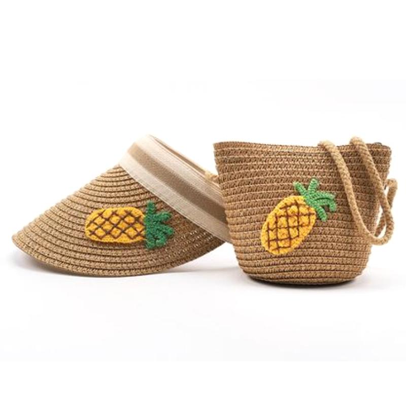 Straw Sun Hat For Children Summer Girls UV Protective Beach Fruit Carrot Visor Caps Kids Holiday Empty Top Bag Set Wide Brim Hats, Blue;gray
Straw Sun Hat For Children Summer Girls UV Protective Beach Fruit Carrot Visor Caps Kids Holiday Empty Top Bag Set Wide Brim Hats, Blue;gray