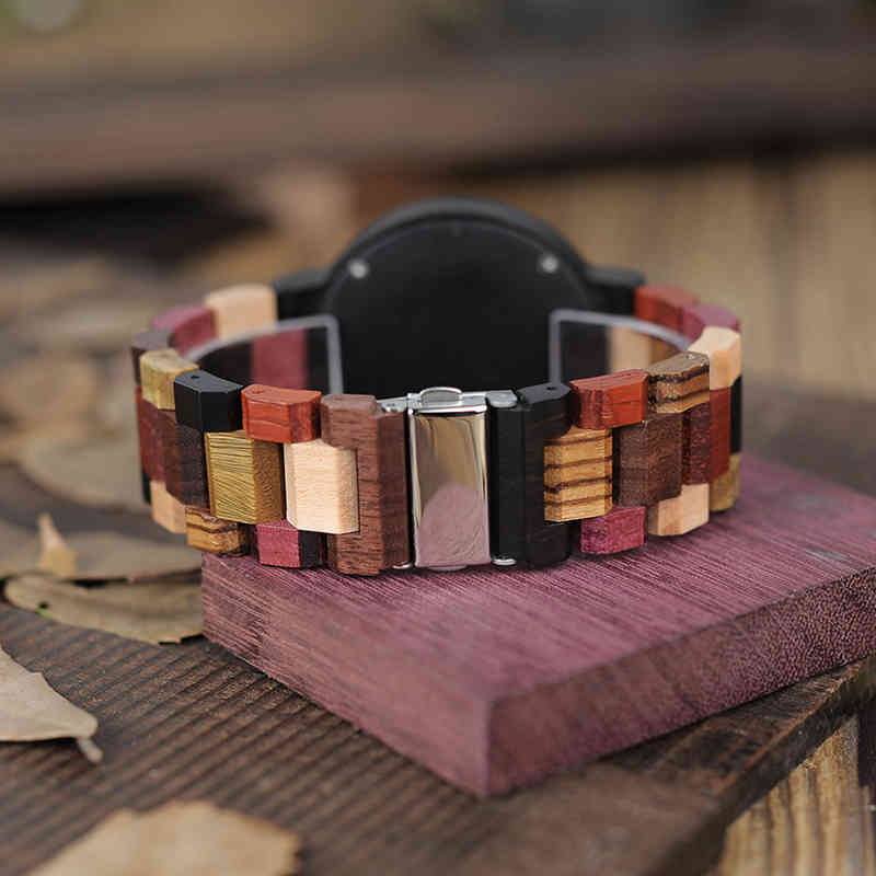 BOBO BIRD Wood Watch Men Women Quartz Week Date Couple Timepiece Colorful Wooden Band Customize Gift Wholesale Dropship 210329 - view 4