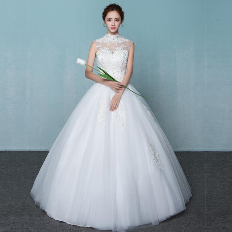 ZJ9126 3 D Flower Wedding Dresses For Women Lace Appliques Boho Bride Dress 2021Backles Ball Gowns Girls Plus Size