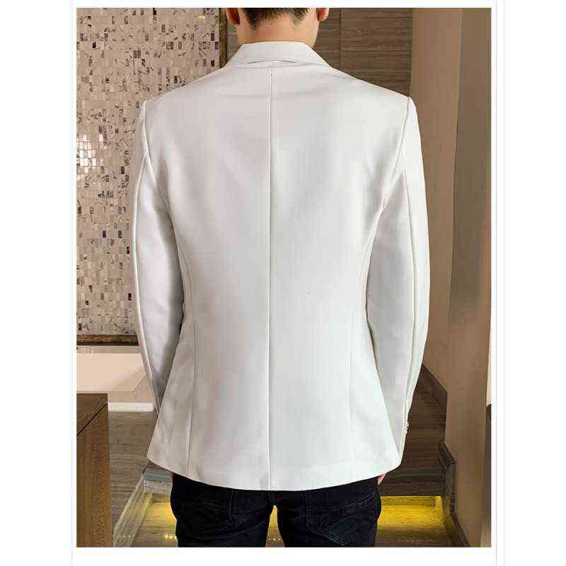 Men's Casual Blazer Korean Fashion Clothes Patchwork Suit Jacket Male Summer Thin Handsome Wear Slim Fit Coat Red White Blue 211120