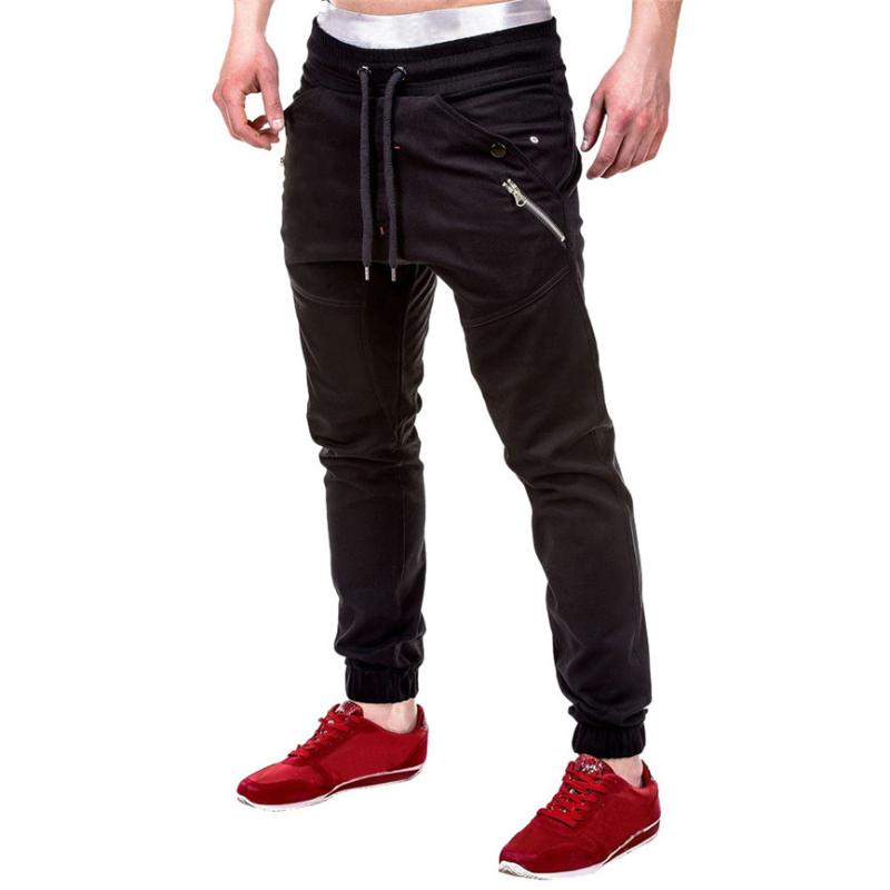 Men's Pants Tracksuit Trousers For Men Fashion Zipper Patchwork Cotton Casual Sweatpants Drawstring Pant Joggers