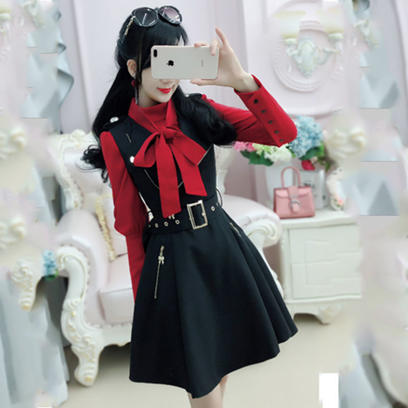 Women Dress Spring And Autumn New Black Zipper Slim British Temperament Lady Student Clothing 201025