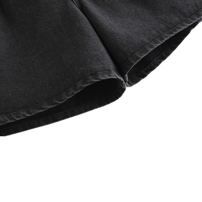 beauty Women Pocket Sexy Mini Denim Shorts Summer Bow Belt Wild Casual Washed Black 210514