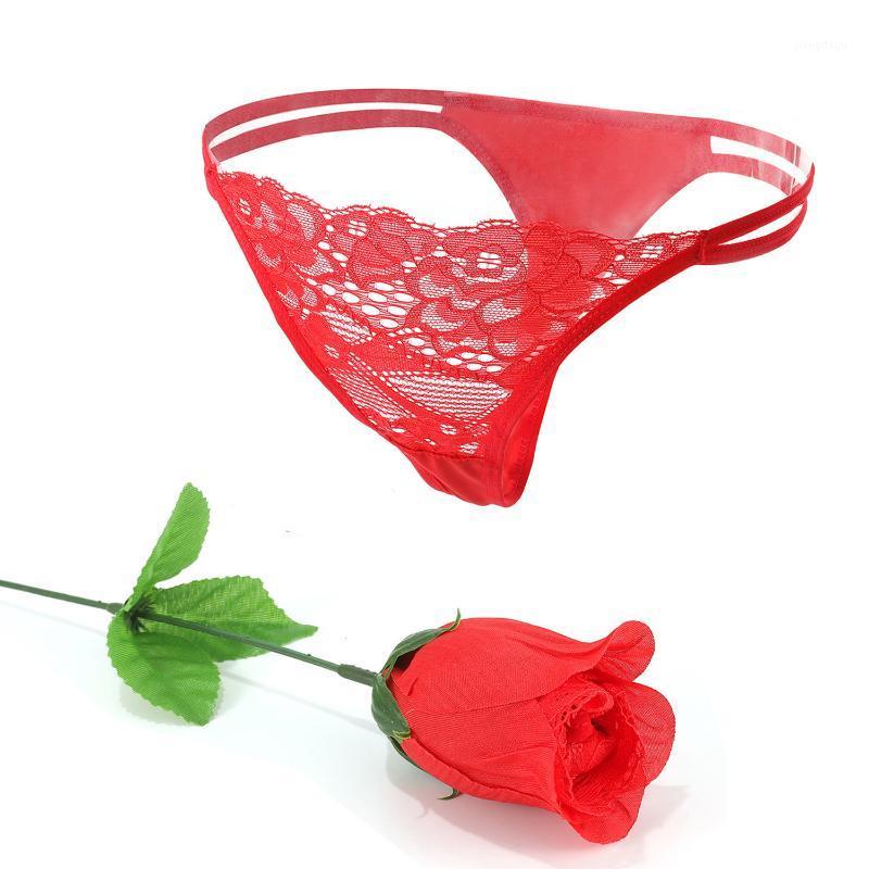 Sex Red Rose Thong Porn Lingerie Sexy Erotic Underwear Women Lace Transparent Temptation Costumes Exotic Panty Women's Panties