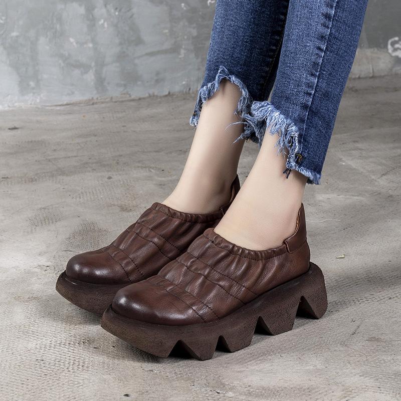 Retro Women's Shoes Leather 2021 Spring Single Cowhide Platform Low Top Dress, Black
Retro Women's Shoes Leather 2021 Spring Single Cowhide Platform Low Top Dress, Black