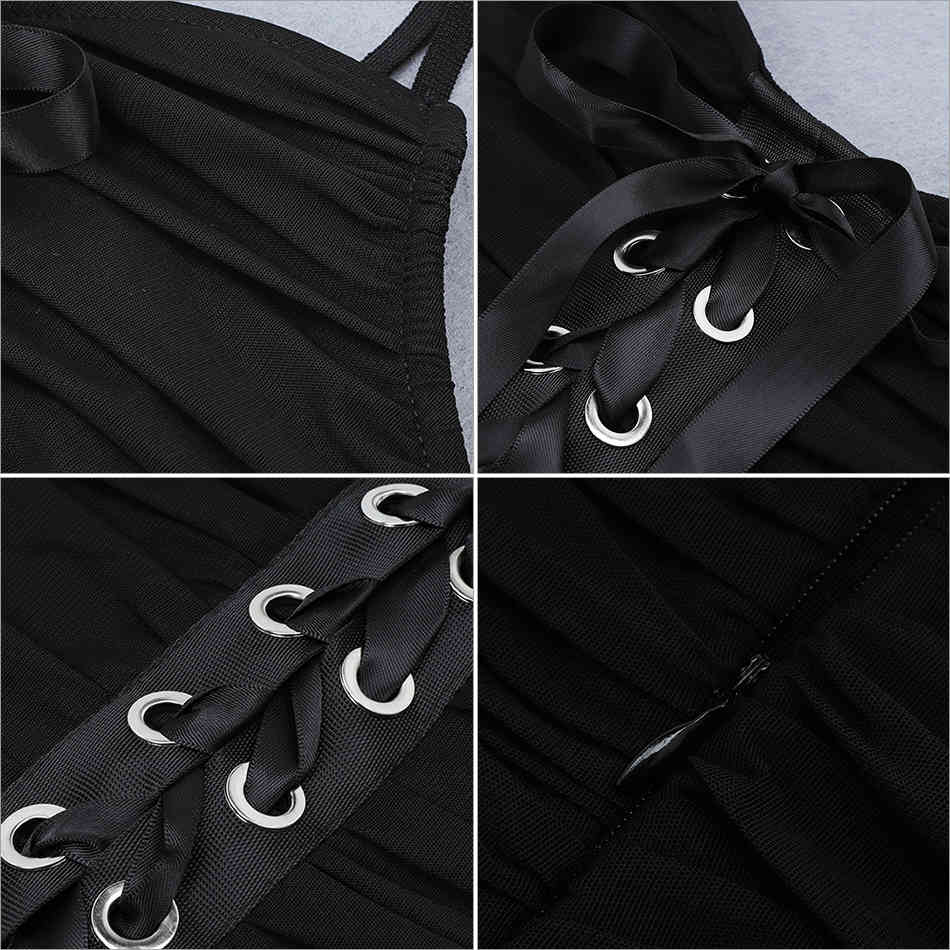 Summer Women Spaghetti Strap Bandage Club Dress Sexy Sleeveless Lace Up Celebrity Runway Party Bodycon Vestidos 210423