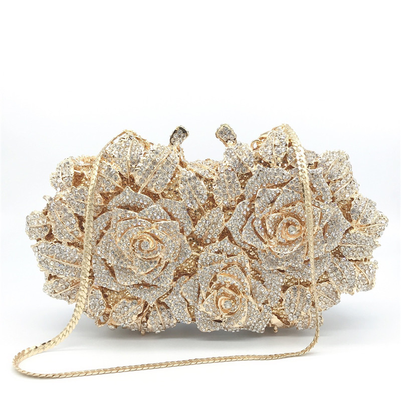 Shiny Gold Silver Bridal Wedding Handbags Crystal Rose Flower Party Cluth Purse Full Rhinestone Evening Bags for Women
Shiny Gold Silver Bridal Wedding Handbags Crystal Rose Flower Party Cluth Purse Full Rhinestone Evening Bags for Women