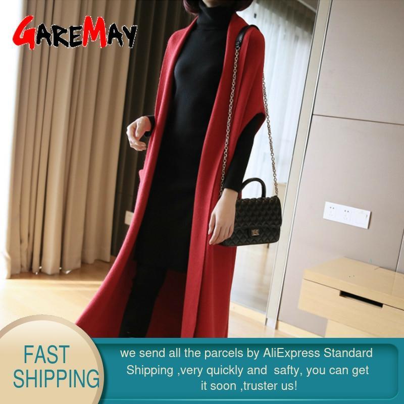GareMay Autumn sweater long cardigan women Sweater vest Sleeve Knitted korean fashion clothing sweaters ladies 210428