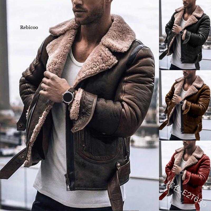 Men 's Jacket Handsome Lapel Fur One Lamb Wool Men Clothing Suede Casual Loose Cold and Warm Coat Winter Plus Size 211014