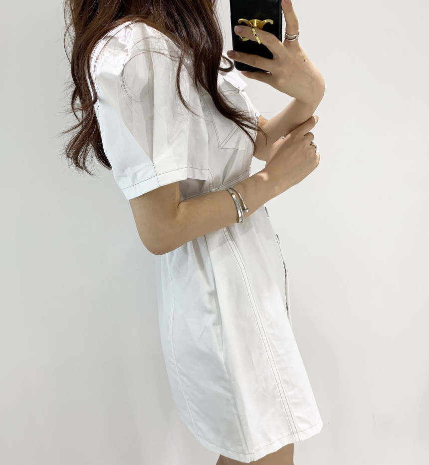 Elegant Women Fashion Chic Mini Dress Summer Ladies A-line Vestidos Single-Breasted Lace Up Female Dress 210518