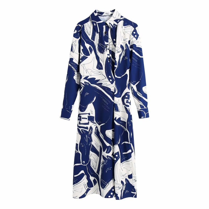 Vinateg Woman Printed Chiffon Long Shirt Dress Spring Fashion Ladies Side Slit Desses Female Elegant Streetwear 210515