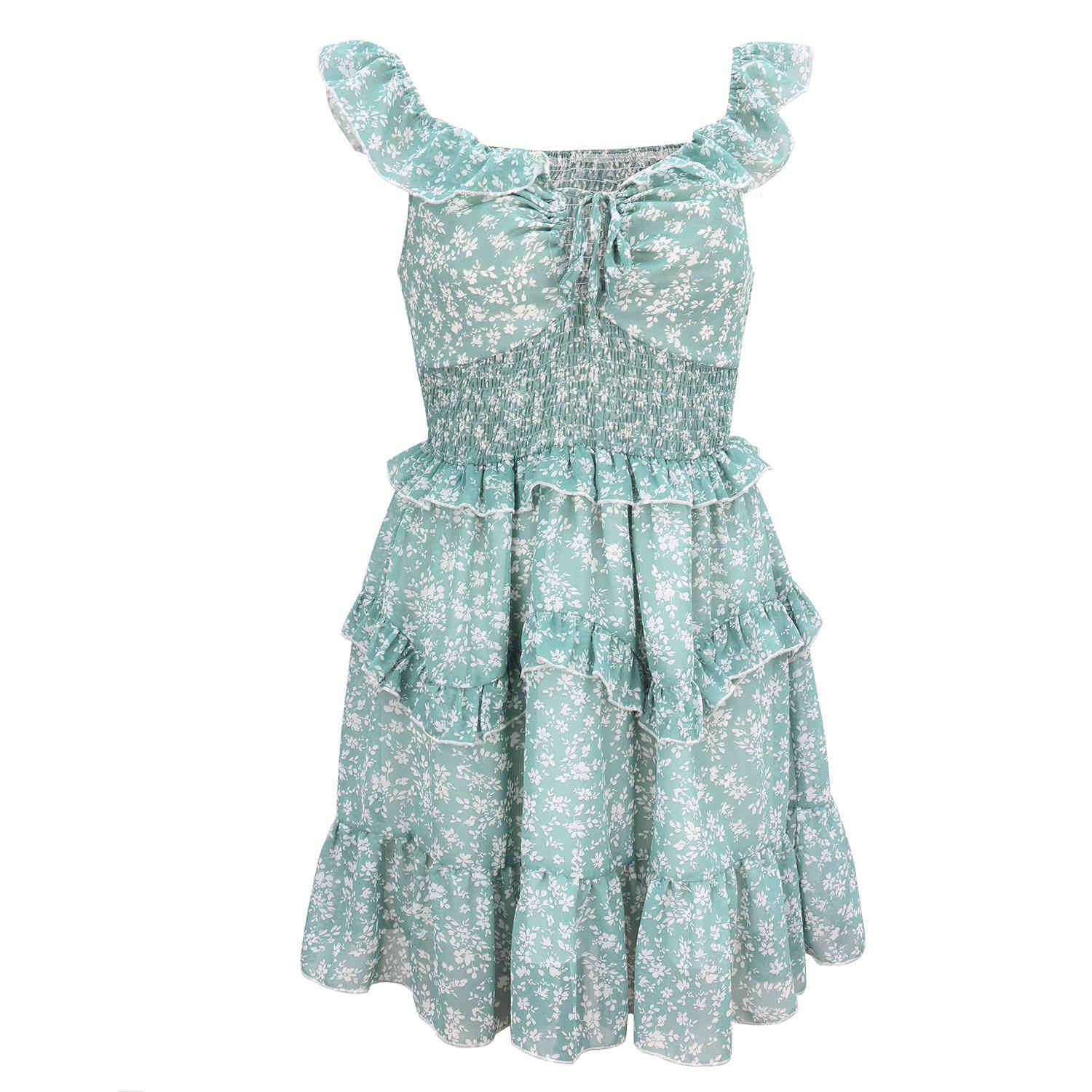 women summer dresses fashion female sleeveless v-neck floral Print Casual Women's mini Dress holidays beach sweet dress 210524