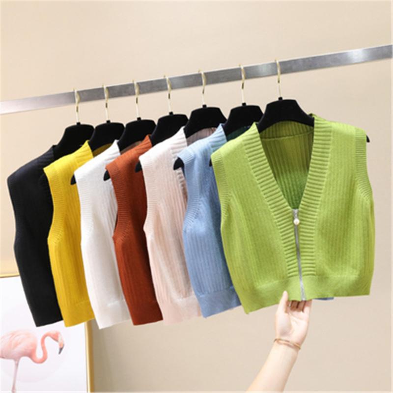 Women's Vests Cropped Women Cardigan Sweater Loose Zipper Short Vest Fashion V Neck Autumn Knitted Sweet Solid Sleeveless Top 2022 ZY5153, Black;white
Women's Vests Cropped Women Cardigan Sweater Loose Zipper Short Vest Fashion V Neck Autumn Knitted Sweet Solid Sleeveless Top 2022 ZY5153, Black;white