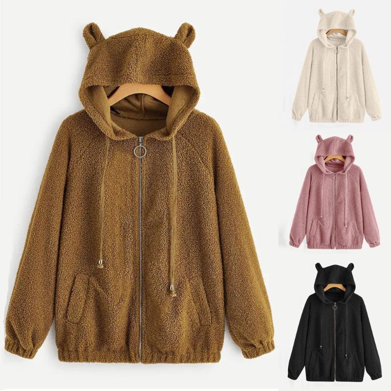 Women's Wool & Blends Ears Bear Long Sleeve Coat Jacket Pocket Casual Hooded Solid Zip Color, Black
Women's Wool & Blends Ears Bear Long Sleeve Coat Jacket Pocket Casual Hooded Solid Zip Color, Black