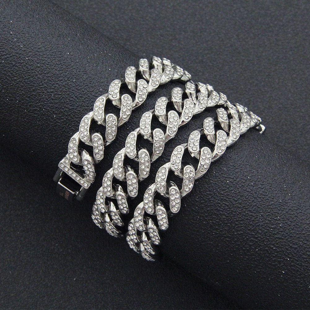 13mm Miami Cuban Link Chain Gold Silver Color Choker Necklace for Women Iced Out Crystal Rhinestone Necklace Hip hop Jewlery