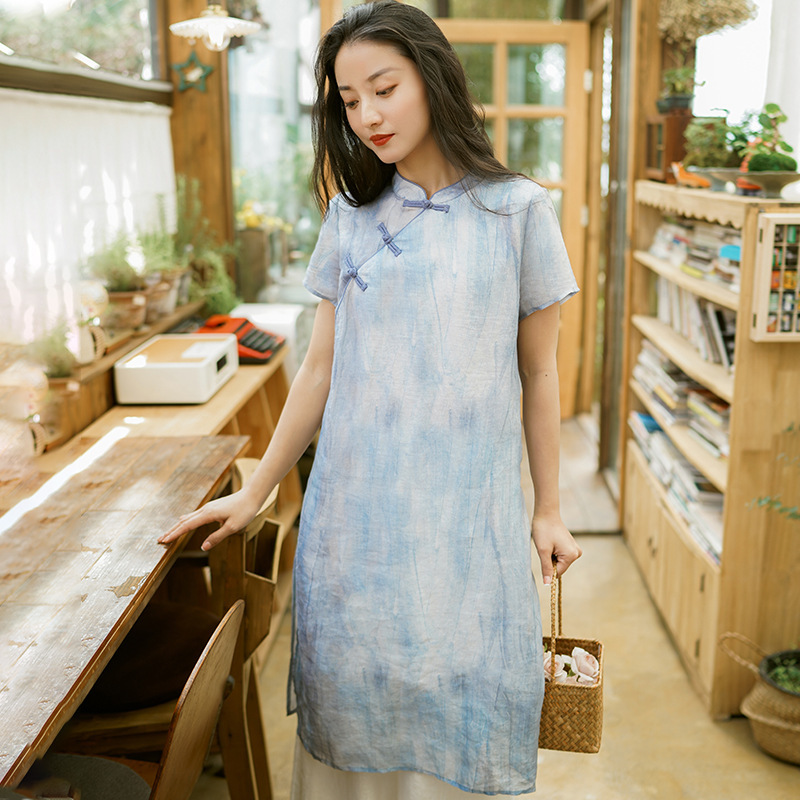 Johnature Women Chinese Style Ramie Dresses Stand Short Sleeve Cheongsam Summer Button Female High Quality A-Line Dress 210521, Water ripple
Johnature Women Chinese Style Ramie Dresses Stand Short Sleeve Cheongsam Summer Button Female High Quality A-Line Dress 210521, Water ripple