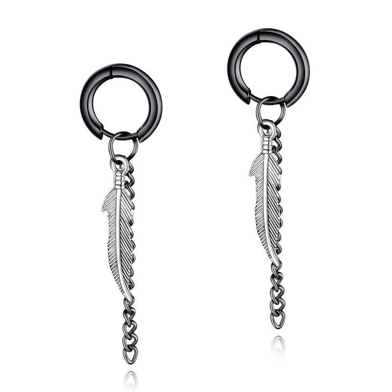Stud 1 Pair Two Tone Black Silver Titanium Steel Feather Earring For Men Fashion Jewelry Drop
Stud 1 Pair Two Tone Black Silver Titanium Steel Feather Earring For Men Fashion Jewelry Drop
