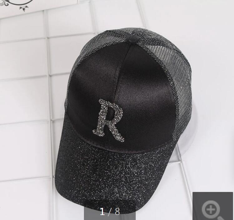 Women's Cap Rhinestone Sequin Letter Baseball Cap Summer Girls Female Snapback Hip Hop Caps Adjustable Sun Hat GC815