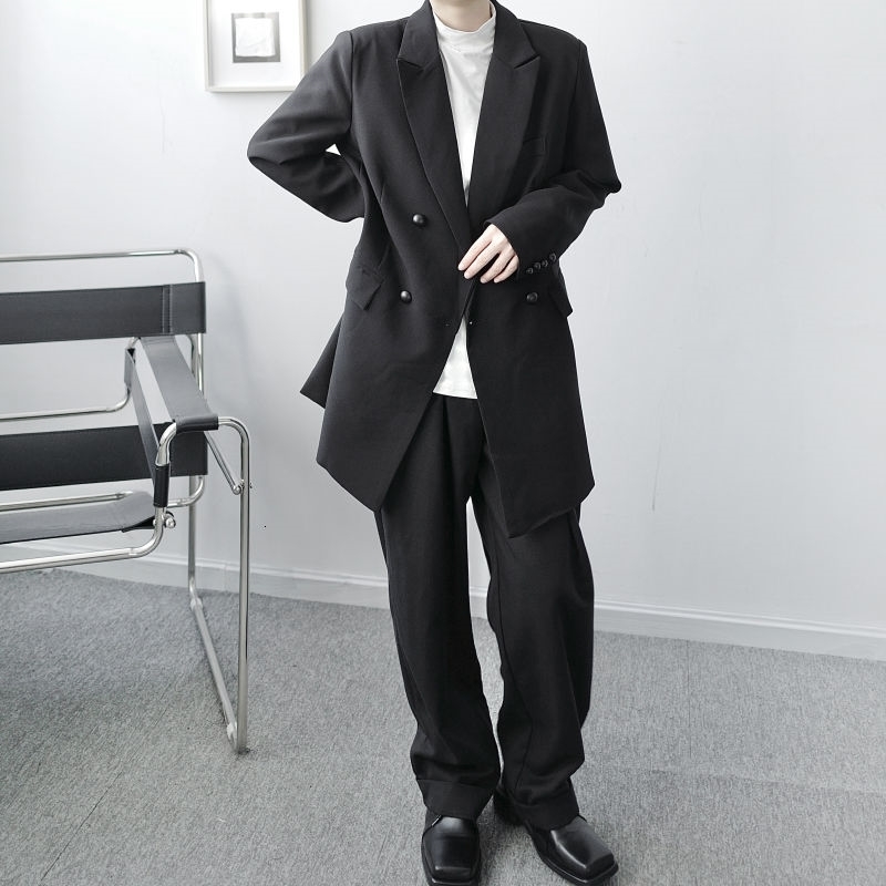 IEFB /men's wear spring loose casual double-breasted small suit coat Korean style niche long sleeve blazers male 9Y4051 210524