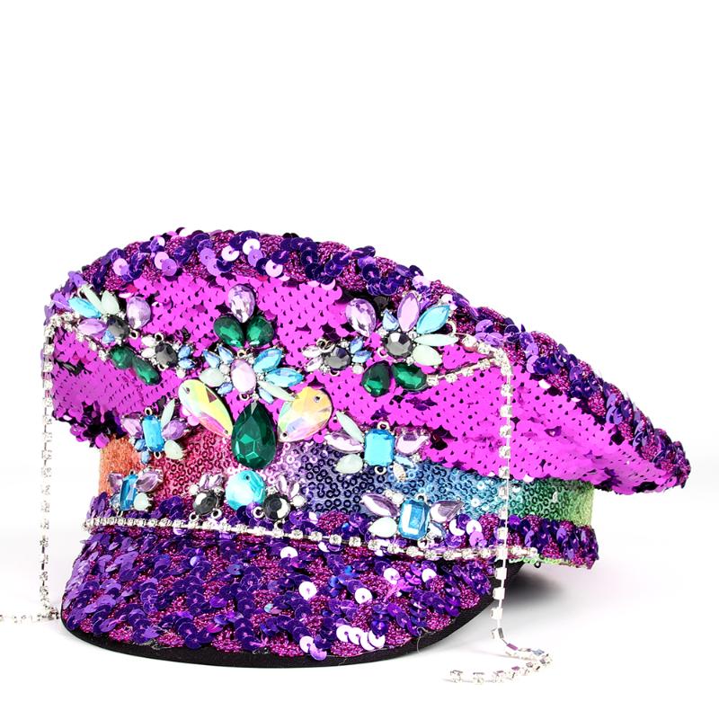 Berets Women Sequin Burning Military Hat Captain Sergeant Luxury Yacht Week Rhinestone Rave Festival Bachelorette Part, Purple
Berets Women Sequin Burning Military Hat Captain Sergeant Luxury Yacht Week Rhinestone Rave Festival Bachelorette Part, Purple