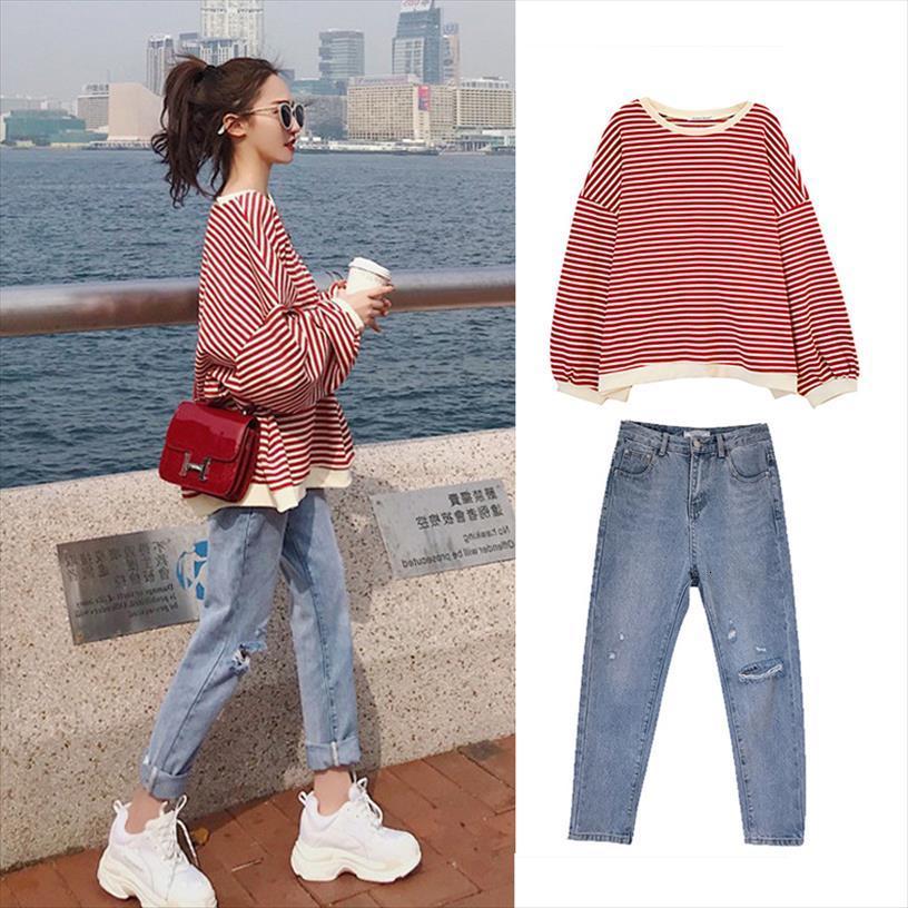 S 4xl Oversize Denim Women Tracksuits Plus Size Two Piece Suit Autumn Suits Long Sleeve Stripe T Shirt Elegance Jeans, Gray
S 4xl Oversize Denim Women Tracksuits Plus Size Two Piece Suit Autumn Suits Long Sleeve Stripe T Shirt Elegance Jeans, Gray