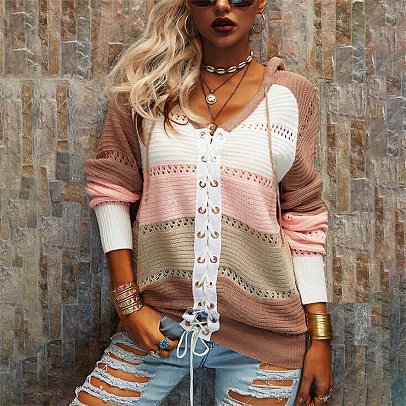 Autumn Women Hoodie Sweatshirts Striped Hollow Long Sleeve Knitted Clothes Casual Drawstring Colour Stitched Tops Plus Size 211109, Red
Autumn Women Hoodie Sweatshirts Striped Hollow Long Sleeve Knitted Clothes Casual Drawstring Colour Stitched Tops Plus Size 211109, Red