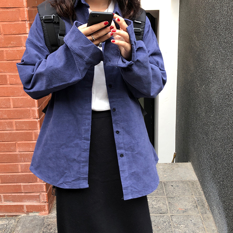 2 colors 2021 vintage spring and autumn corduroy long sleeve Blouses and Shirts Casual Female tops thick coats womens (F3855), White
2 colors 2021 vintage spring and autumn corduroy long sleeve Blouses and Shirts Casual Female tops thick coats womens (F3855), White
