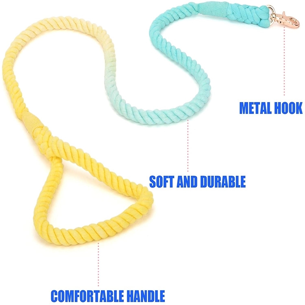 Dog Leash Round Cotton Collar Dogs Leads Rope Rainbow Color Pet Long Leashes Belt Outdoor Dog Puppy Walking Training Leashes 5FT