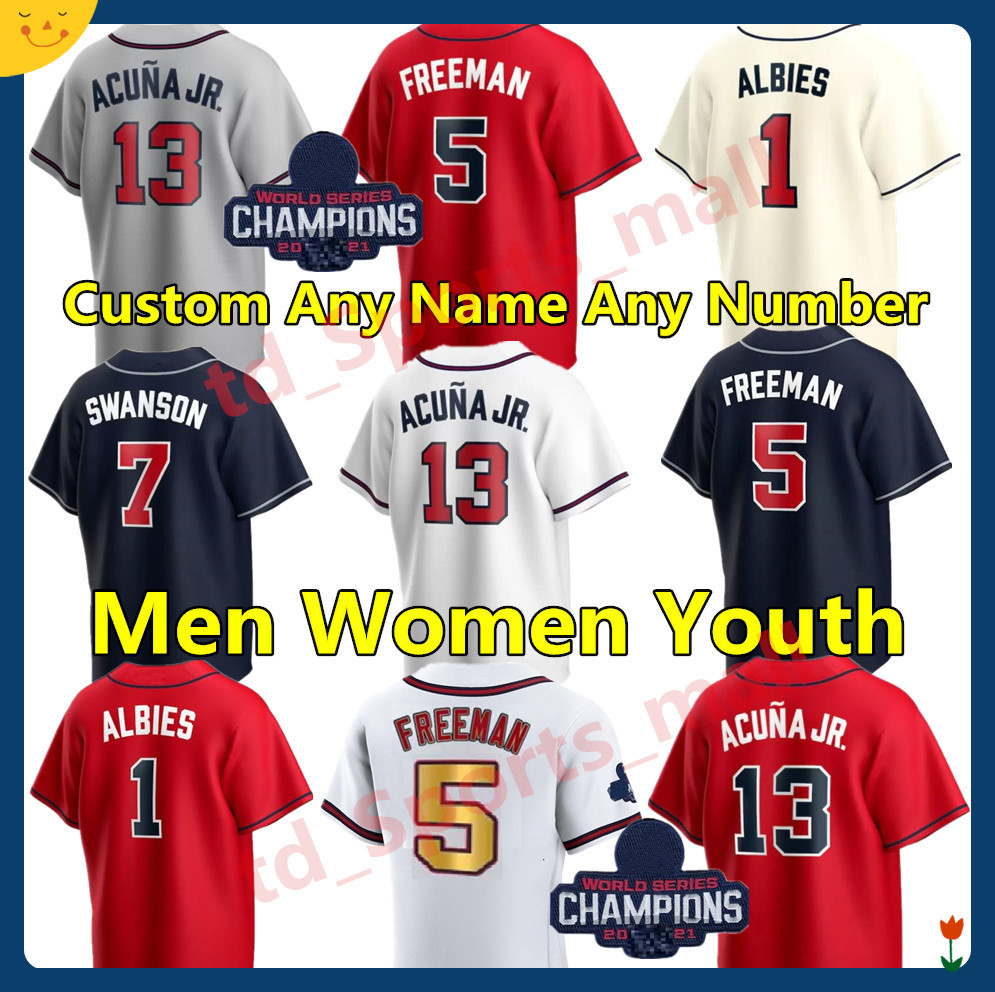 2021 World Series Champion Men Women youth 13 Baseball jerseys Ronald Acuna Jr. Marcell Ozuna Freddie 5 Freeman Dansby Swanson Bravee Deion 7 Sanders Ozzie Albies, As shown in illustration
2021 World Series Champion Men Women youth 13 Baseball jerseys Ronald Acuna Jr. Marcell Ozuna Freddie 5 Freeman Dansby Swanson Bravee Deion 7 Sanders Ozzie Albies, As shown in illustration