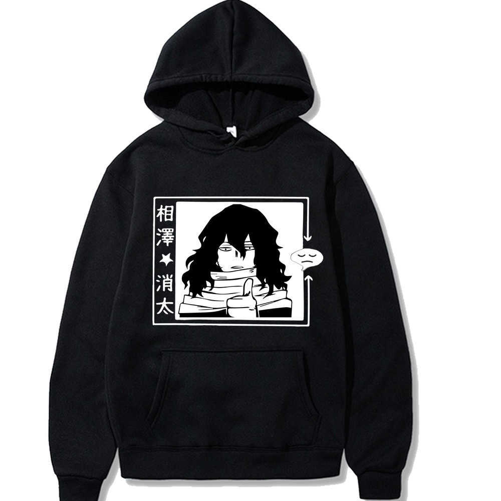 Japanese Anime Funny Shota Aizawa Hoodies Winter Japan Style My Hero Academia Boku No Hero Sweatshirts Streetwear for Women/men X0601, Black
Japanese Anime Funny Shota Aizawa Hoodies Winter Japan Style My Hero Academia Boku No Hero Sweatshirts Streetwear for Women/men X0601, Black