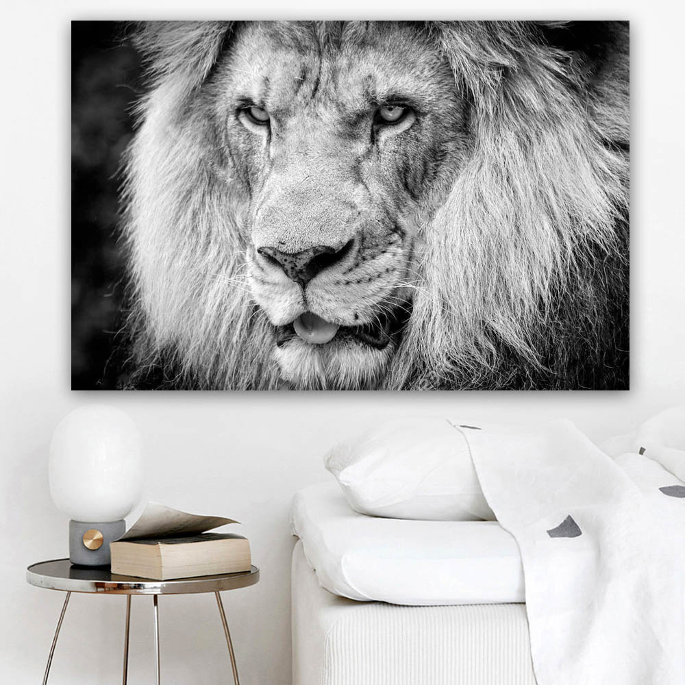 Home Decor Wall Painting Black And White Lion Picture Canvas Print Abstract Animal Poster For Living Room Decoration No Frame