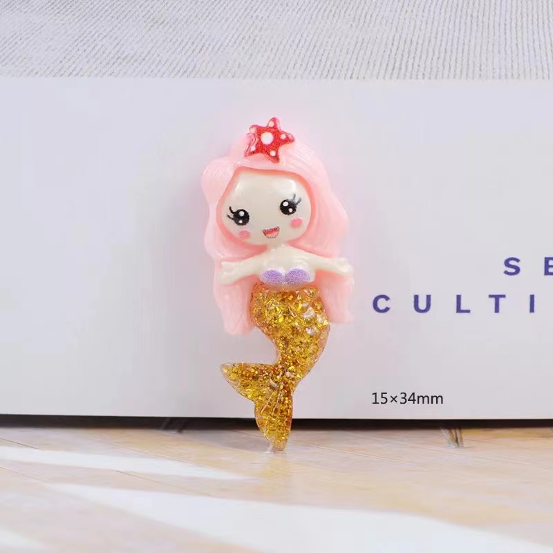 20Pcs Resin Lovely Mixed Mermaid Components /Little Girl Princess Flatback Cabochon Scrapbook Kawaii DIY Embellishments Accessories