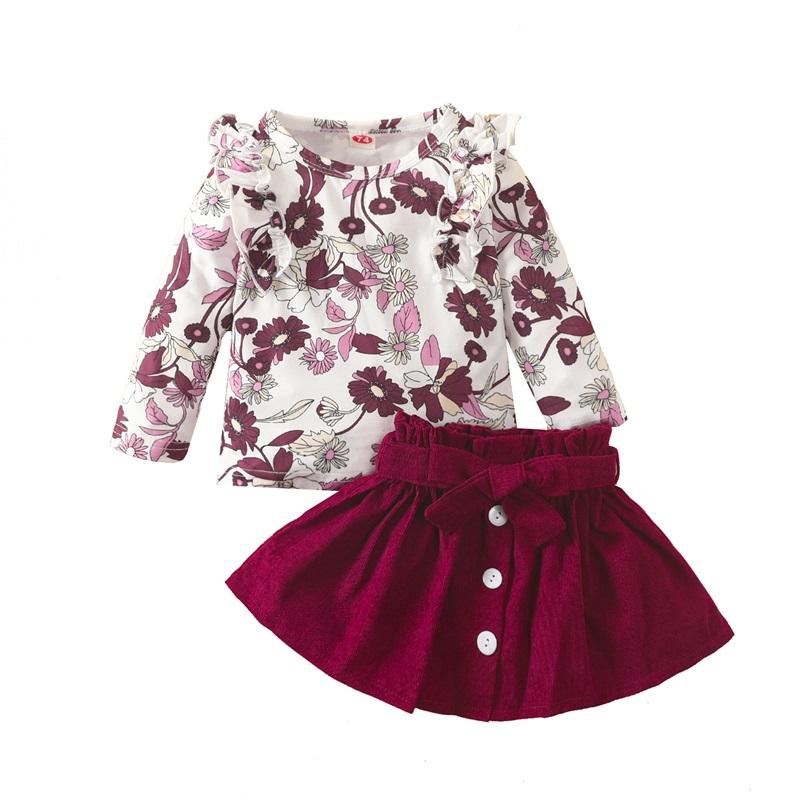 Clothing Sets Toddler Girls Autumn Outfit Long Sleeve Round Neck Floral Tops + Wine Red A-Line Skirt, White
Clothing Sets Toddler Girls Autumn Outfit Long Sleeve Round Neck Floral Tops + Wine Red A-Line Skirt, White