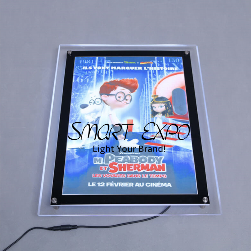 60*90cm Advertising Display Light Box with Acrylic Panel LED 2835 Side-Lit Strong Wooden Case Packing