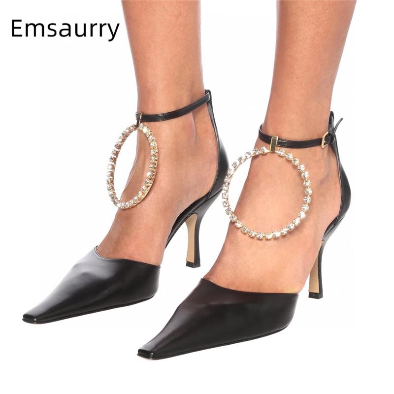 String Crystal Circle Decor Women Pumps Genuine Leather Point Toe Side Cut Out Thin High Heels Spring Autumn Runway Shoes Dress, Black
String Crystal Circle Decor Women Pumps Genuine Leather Point Toe Side Cut Out Thin High Heels Spring Autumn Runway Shoes Dress, Black