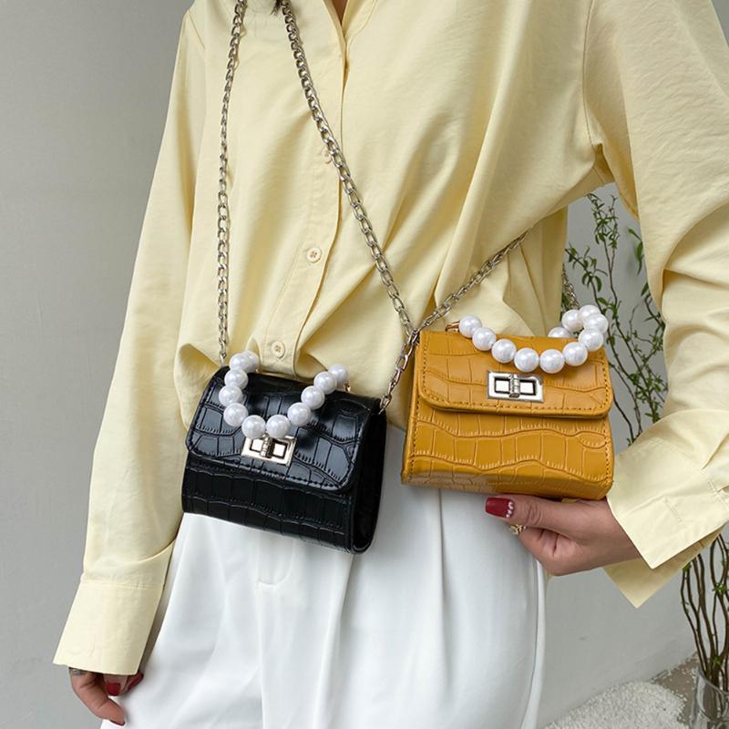 Small Women Handbag Elegant Shoulder Messenger Portable Chain Bag Girl PVC Jelly Pearl Crossbody Rhombus Square Mini Cross Body, Black
Small Women Handbag Elegant Shoulder Messenger Portable Chain Bag Girl PVC Jelly Pearl Crossbody Rhombus Square Mini Cross Body, Black