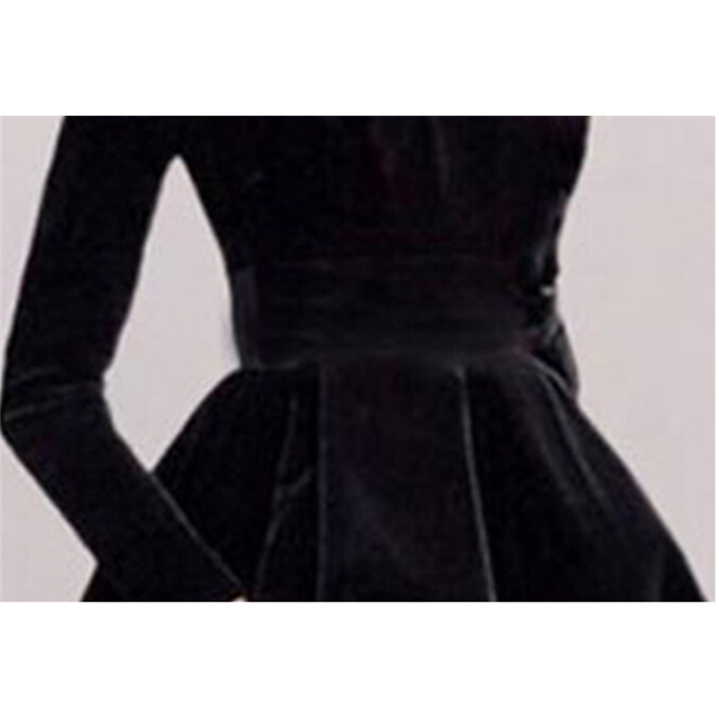 High Quality Vintage Black Velvet Turtleneck Collar Party Dress Women Elegant Temperament Female Long Sleeve Vestidos 210520