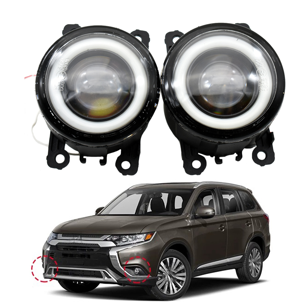 Angel Eye Fog Light For Mitsubishi Outlander II CW_W 2006-2012 Car Front Bumper led with Halo Ring Daytime Running Lamp 20W 12V