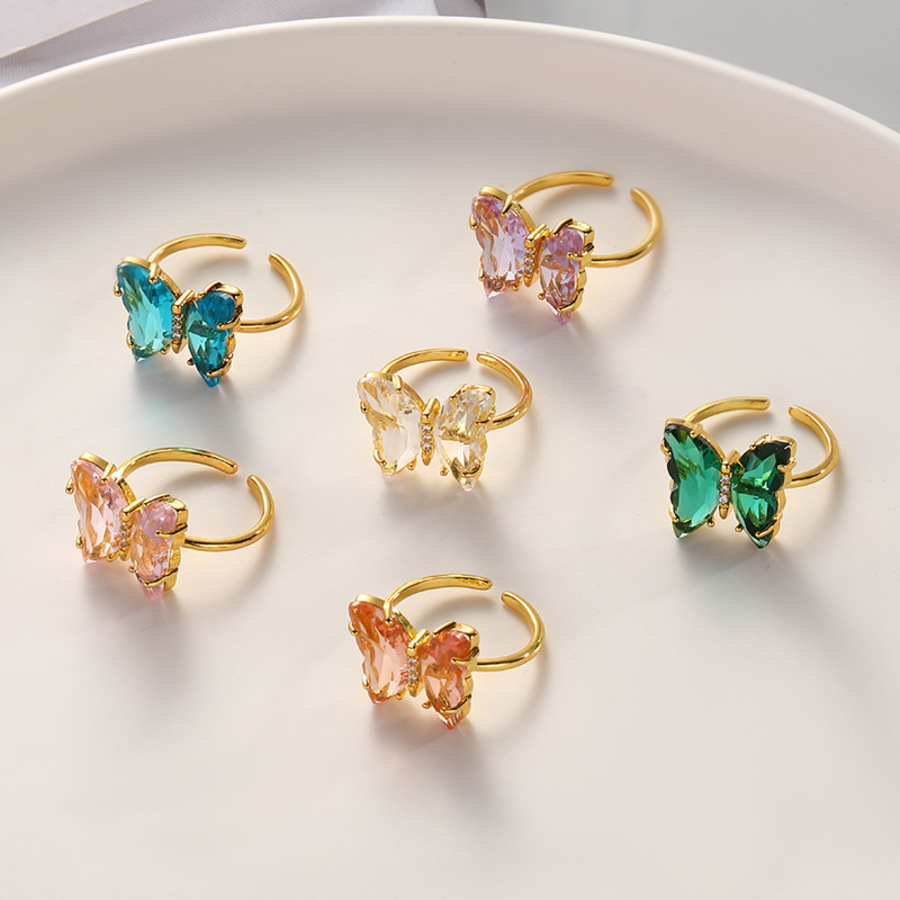 2020 Trendy Butterfly Light Luxury Fairy Air Forest Fashion Trend Versatile Ring Female 6BQ3