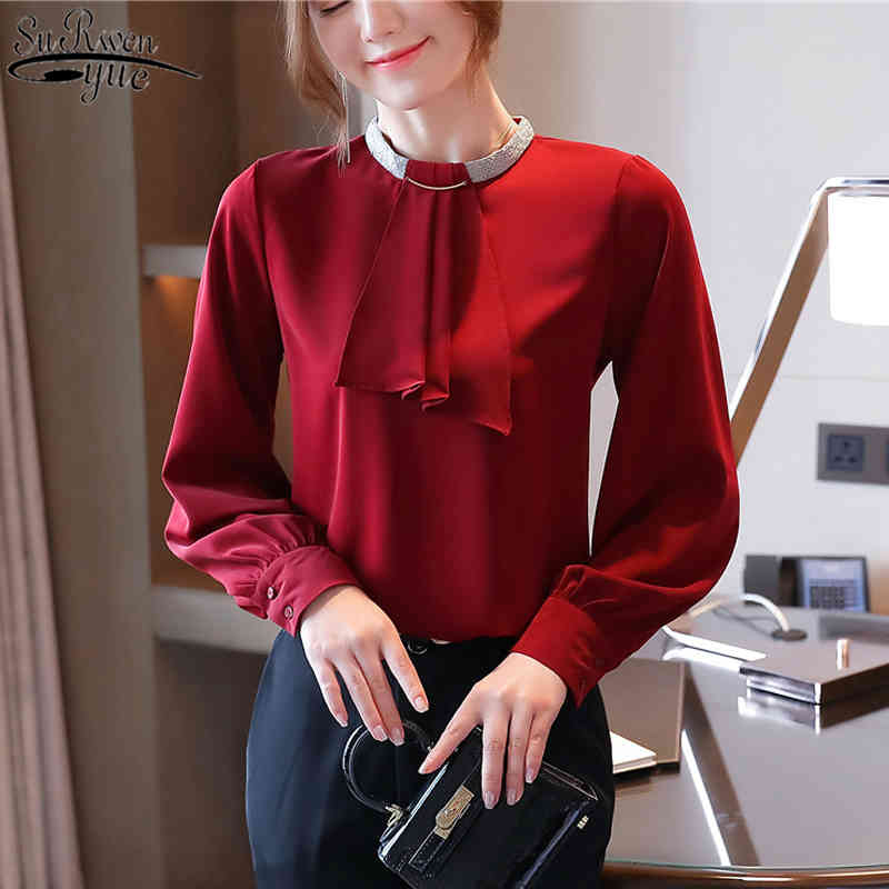 Long Sleeve Chiffon Blouse Solid Color Stand-collar Fashion Women Blouses Office Lady Style Woman' Shirts Blusas 10667 210518, Green
Long Sleeve Chiffon Blouse Solid Color Stand-collar Fashion Women Blouses Office Lady Style Woman' Shirts Blusas 10667 210518, Green